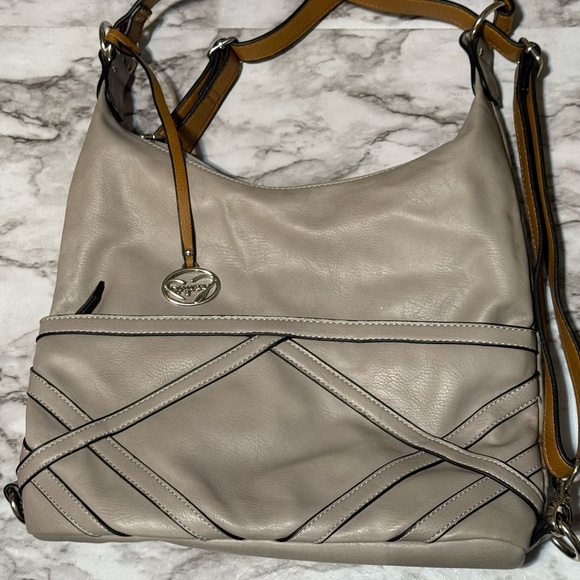 Gray and Brown Hobo Bag - Picture 3 of 13